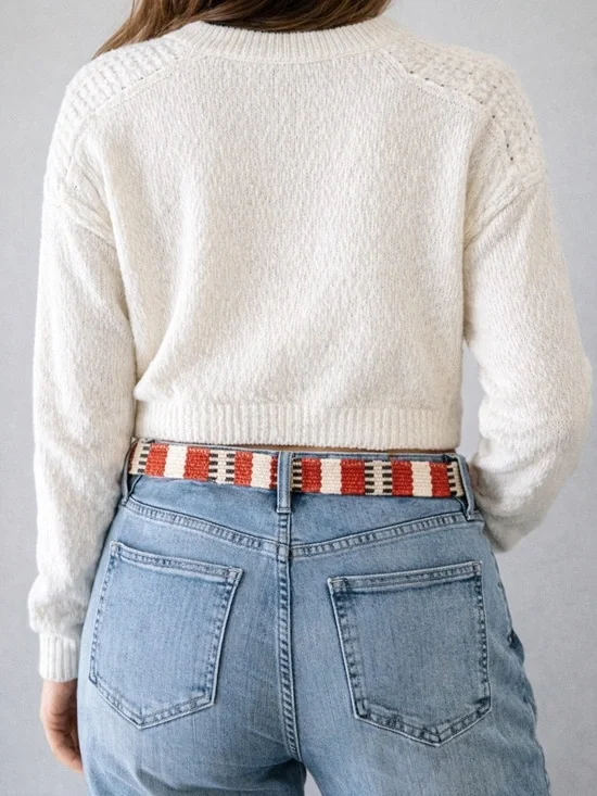 Lucky Brand Woven Leather Trim Belt 29-33 Inches - Picture 3 of 12